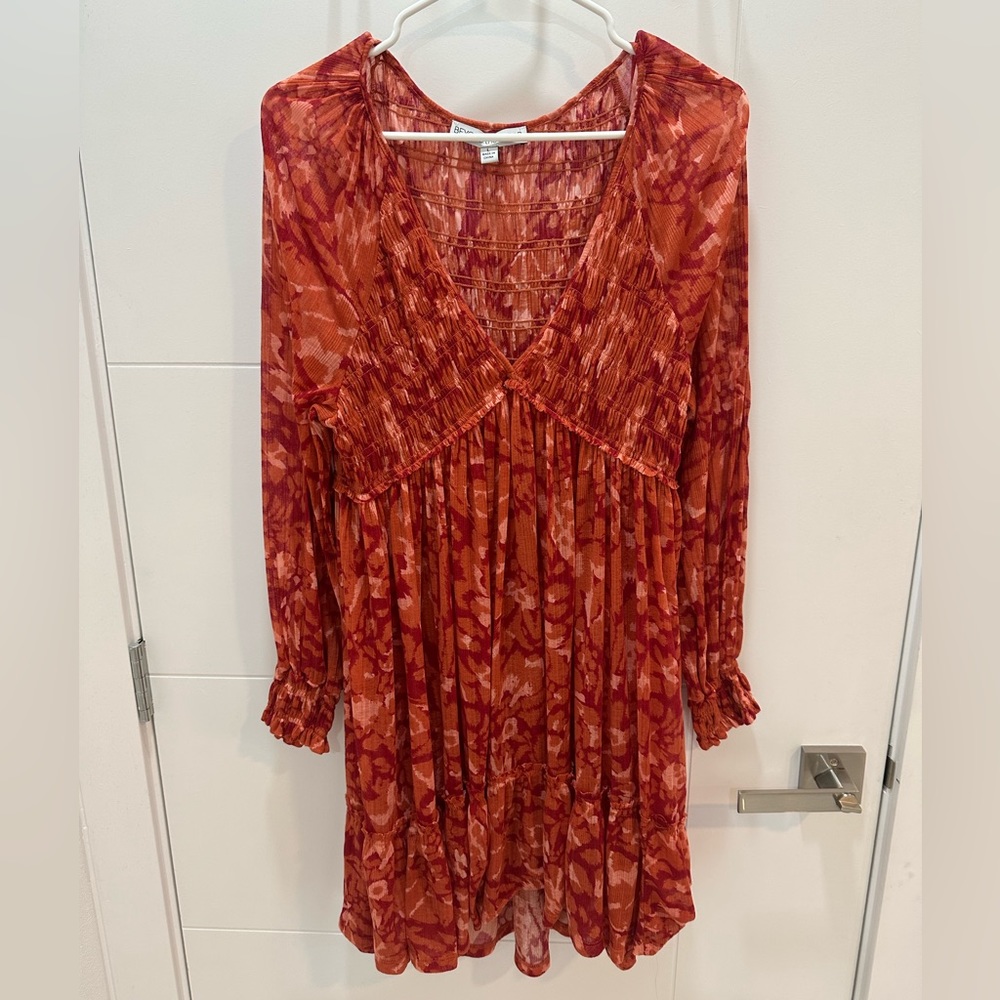 Beyond the Radar red orange ruffed dress size large